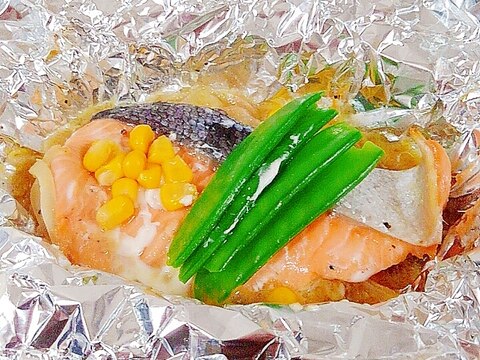 焼くだけ簡単夕飯！バター香る、鮭のホイル焼き♪